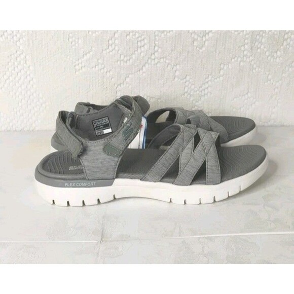 Skechers Sandals On-The-go Flex Ankle Strap Sandal Size 7 Gray and White NWT - Picture 13 of 16